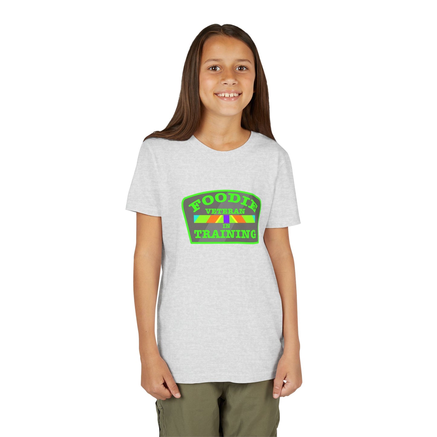 L.O.E.F Foodie Veteran In Training Kids Tee Shirt (Neon Green)