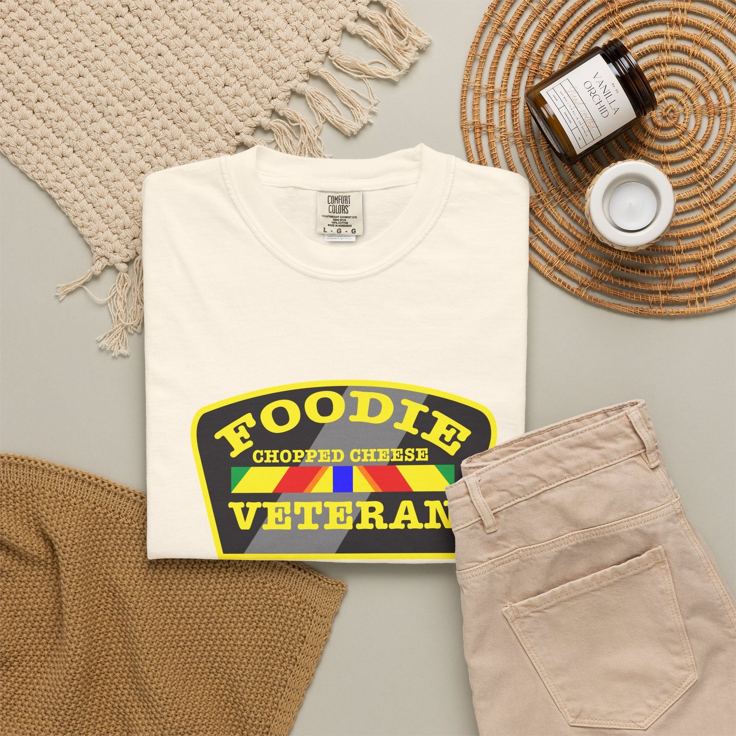L.O.E.F Foodie Veteran Chopped Cheese Unisex Tee Shirt (Yellow)