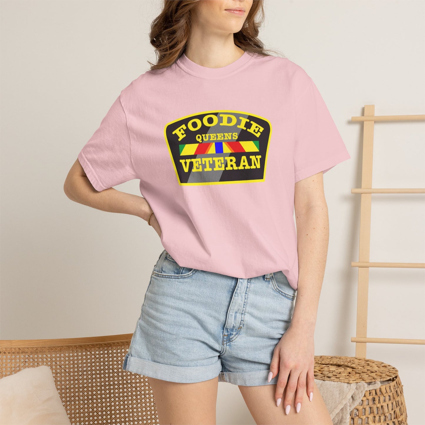 L.O.E.F Foodie Veteran QUEENS Unisex Tee Shirt (Yellow)