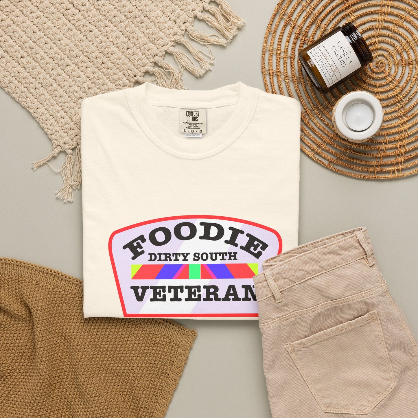 L.O.E.F Foodie Veteran DIRTY SOUTH Unisex Tee Shirt (Soft Pink)