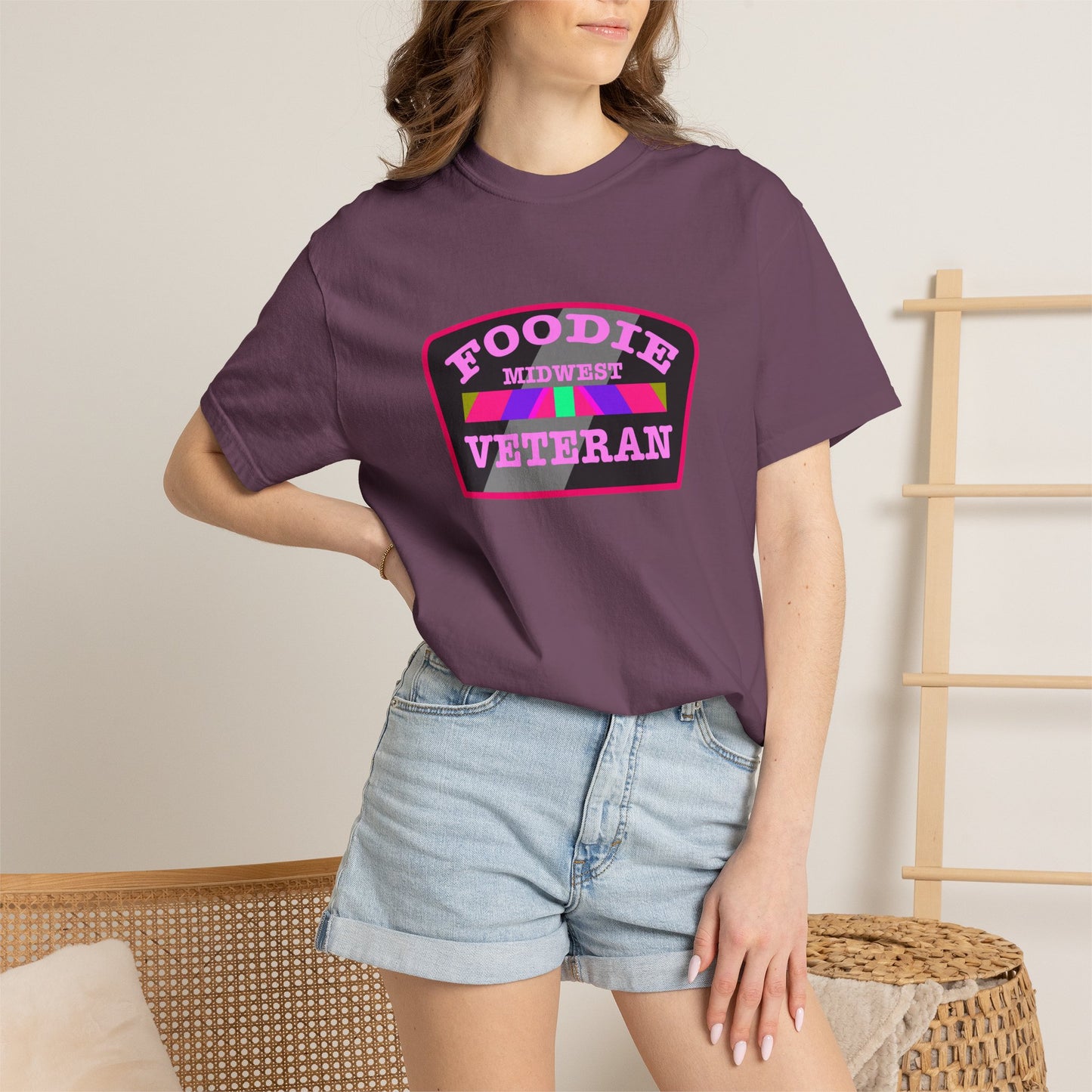 L.O.E.F Foodie Veteran MIDWEST Unisex Tee Shirt (Pink)