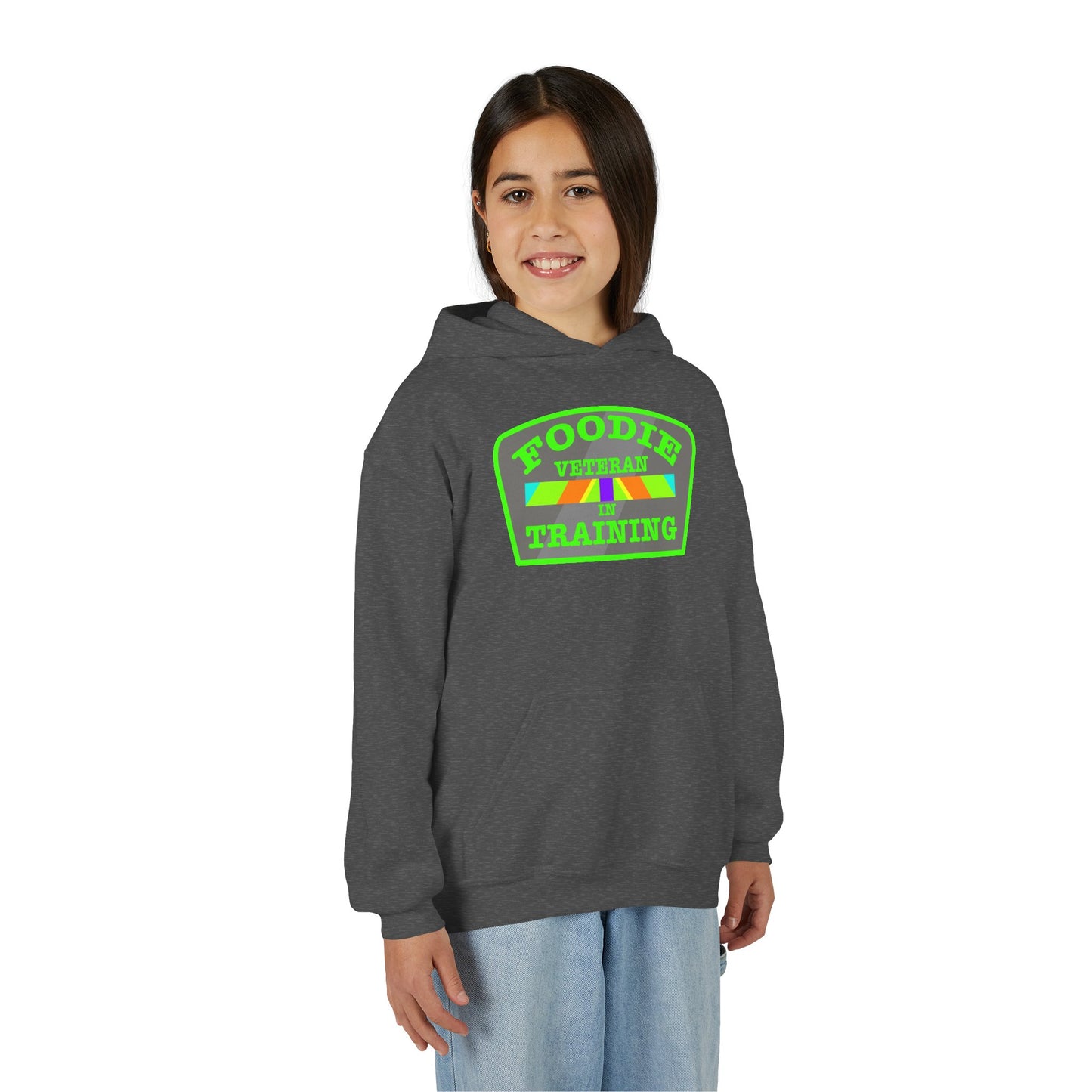 L.O.E.F Foodie Veteran In Training Kids Hoodie (Neon Green)