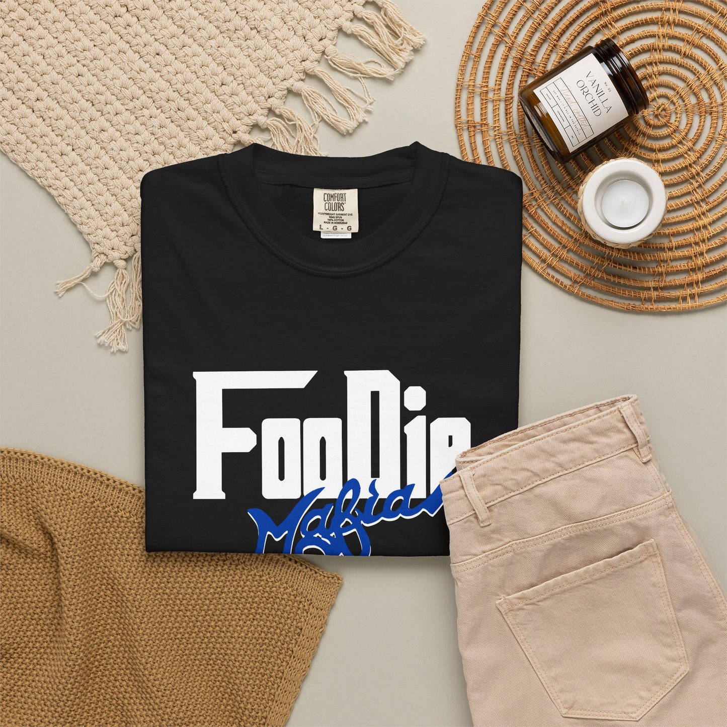 L.O.E.F Foodie Mafia Unisex Tee Shirt  (Dark Blue)