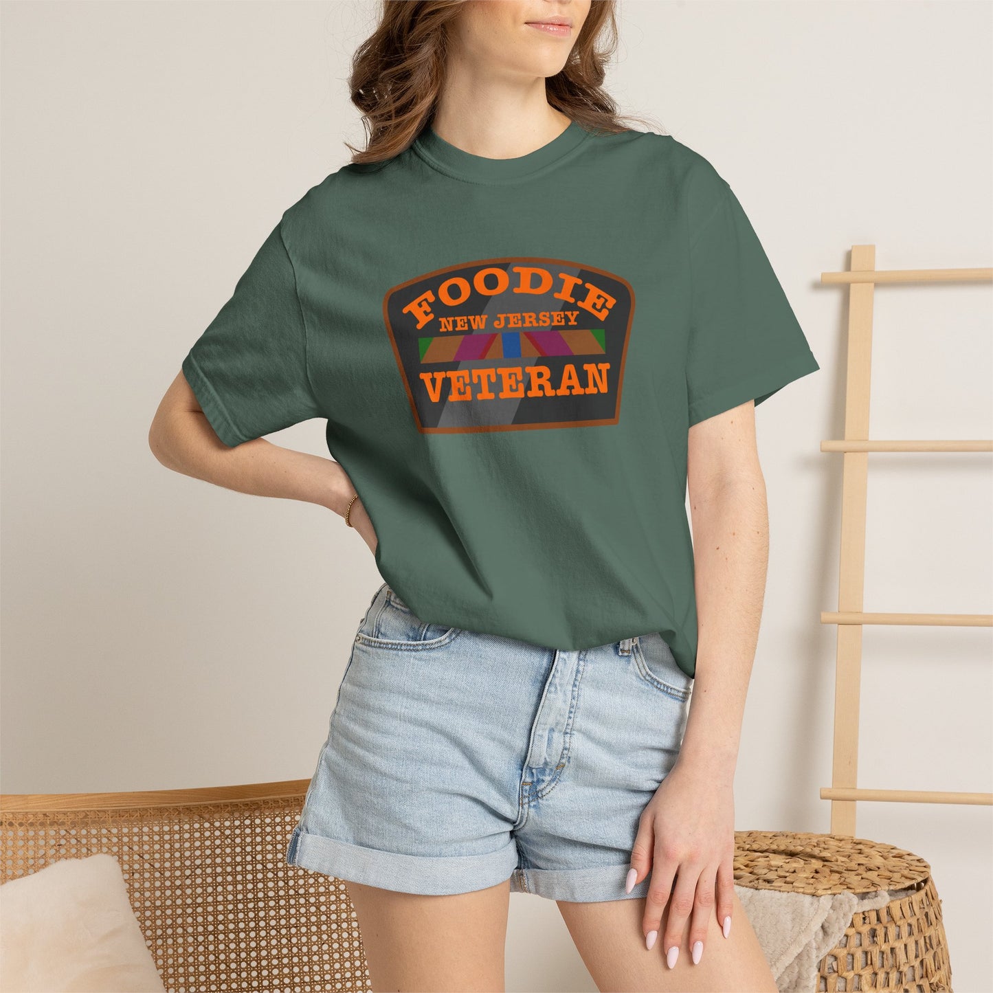 L.O.E.F Foodie Veteran NEW JERSEY Unisex Tee Shirt (Orange)