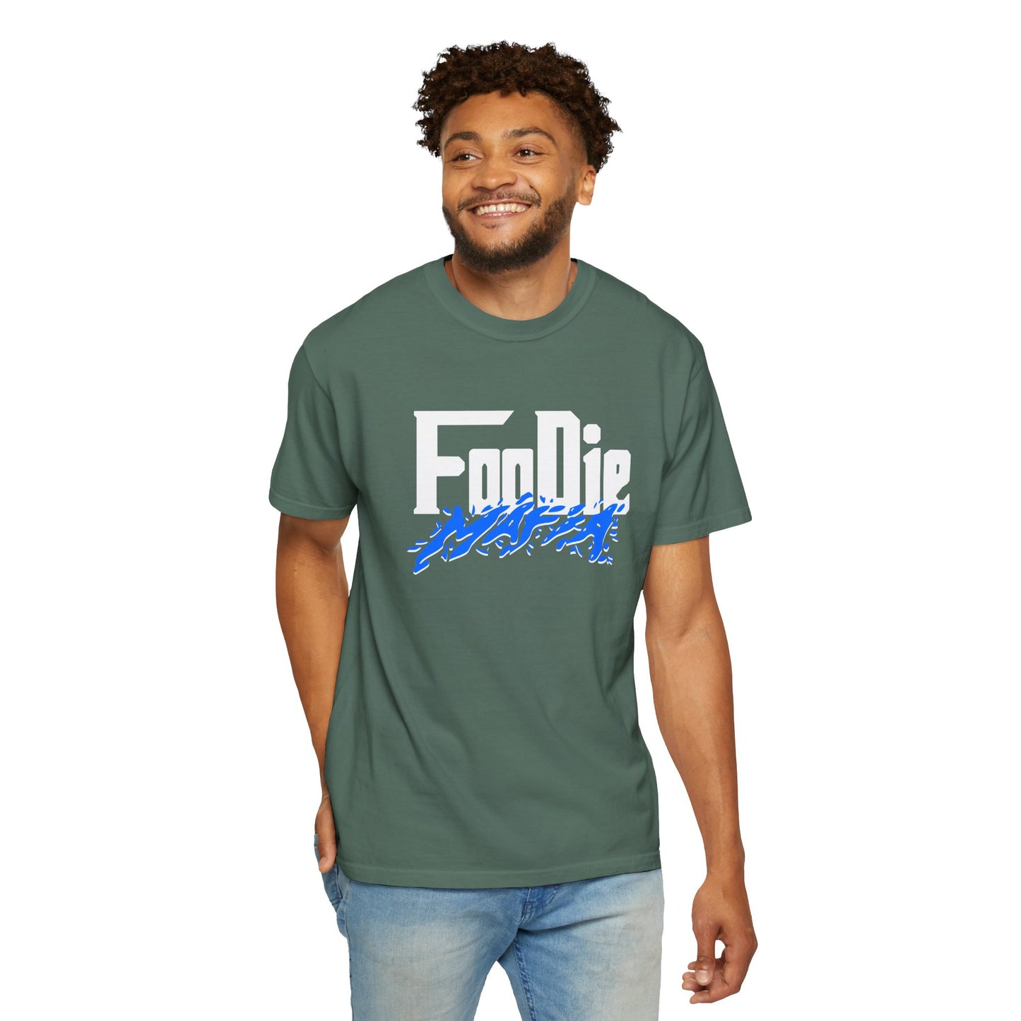 L.O.E.F White Foodie Mafia Unisex Tee Shirt (Blue)