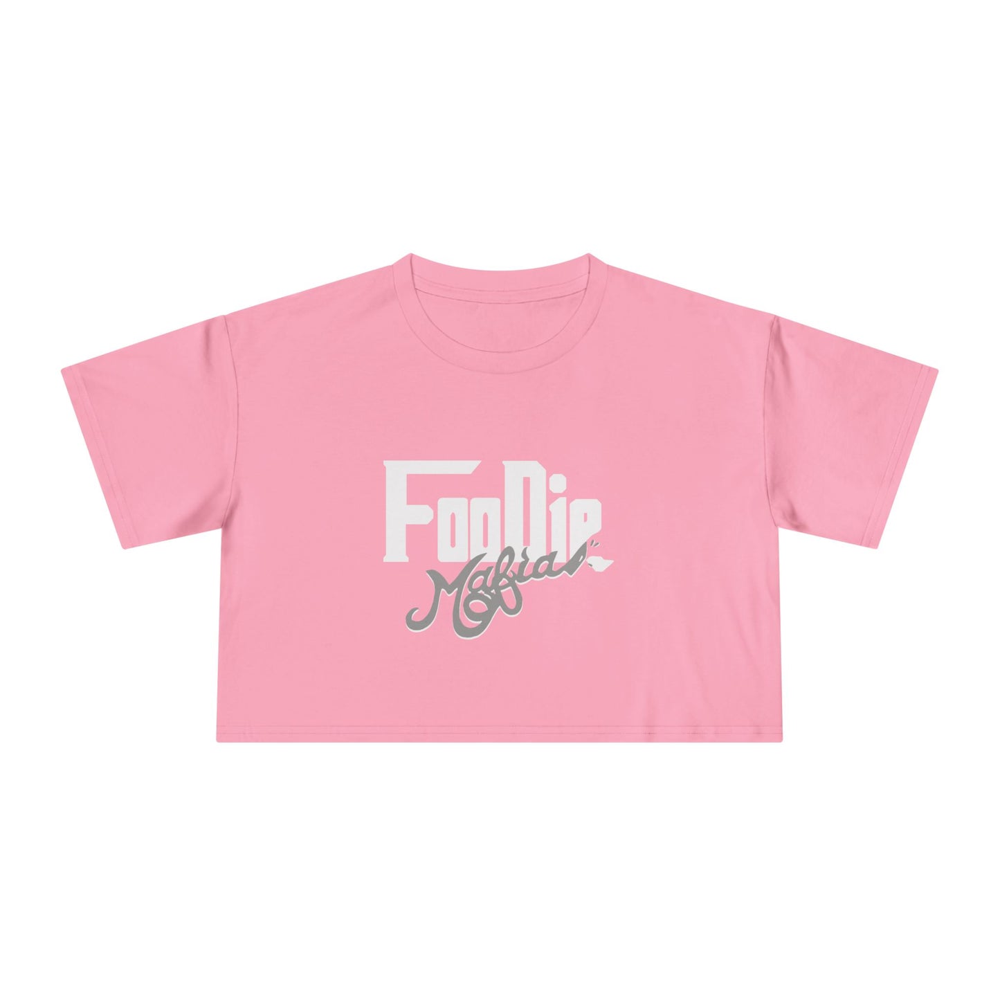 L.O.E.F White Foodie Mafia Women Crop Tee (Dark Grey)