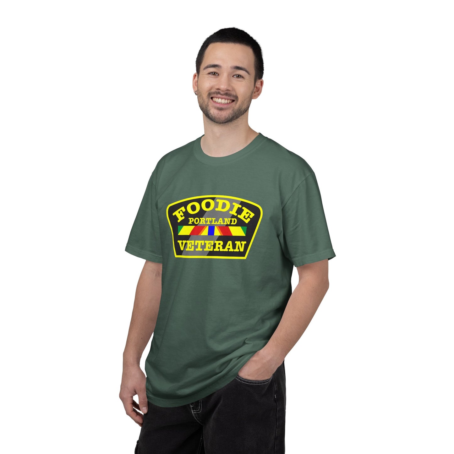 L.O.E.F Foodie Veteran PORTLAND Unisex Tee Shirt (Yellow)