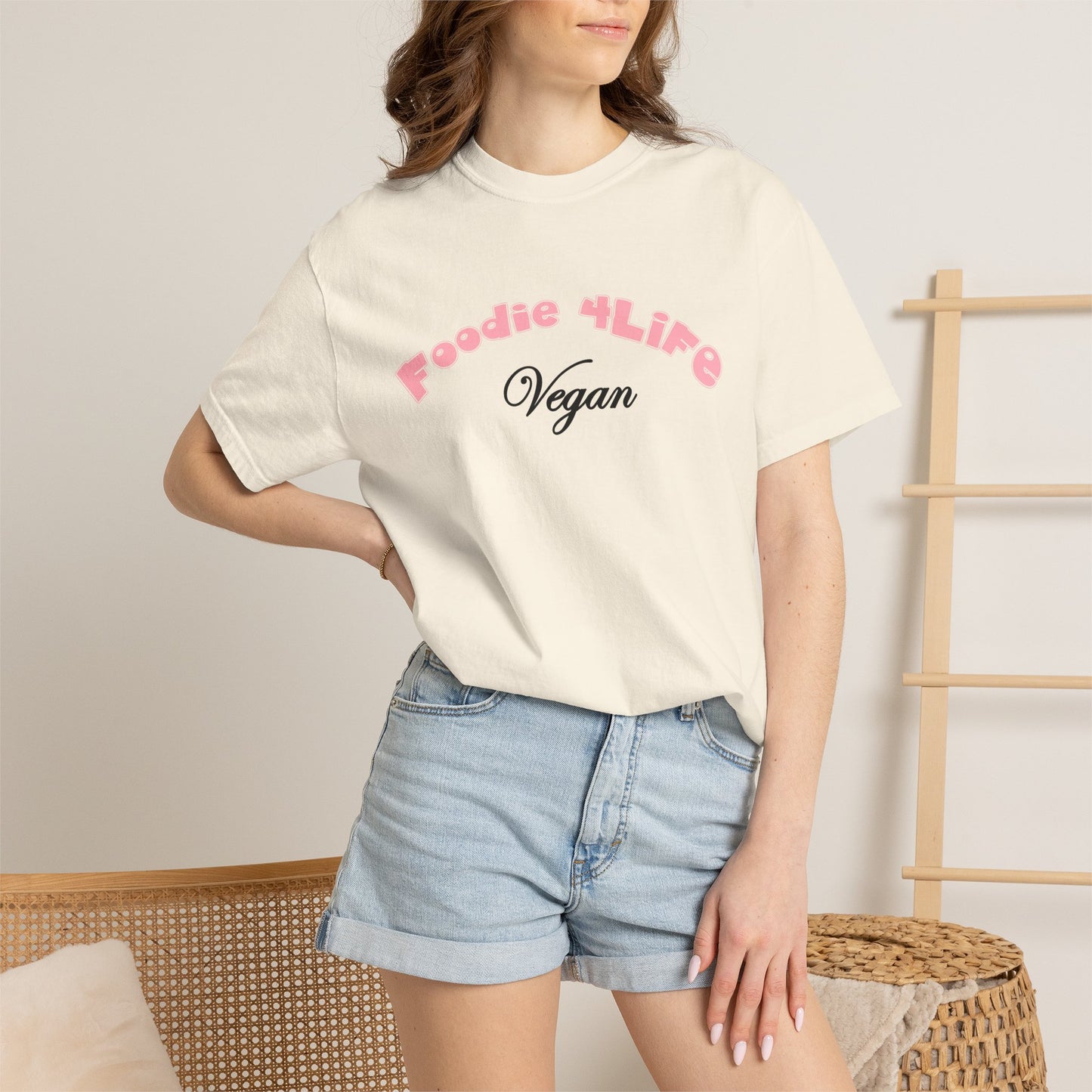 L.O.E.F Foodie 4Life Vegan Unisex Tee Shirt (Soft Pink)