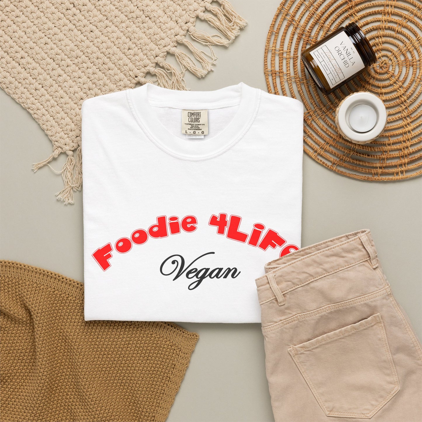 L.O.E.F Foodie 4Life Vegan Unisex Tee Shirt (Fiery Red)