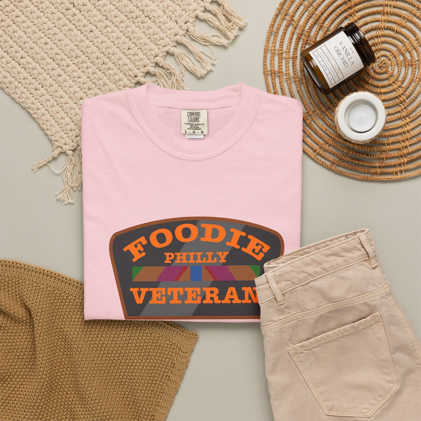 L.O.E.F Foodie Veteran PHILLY Unisex Tee Shirt (Orange)