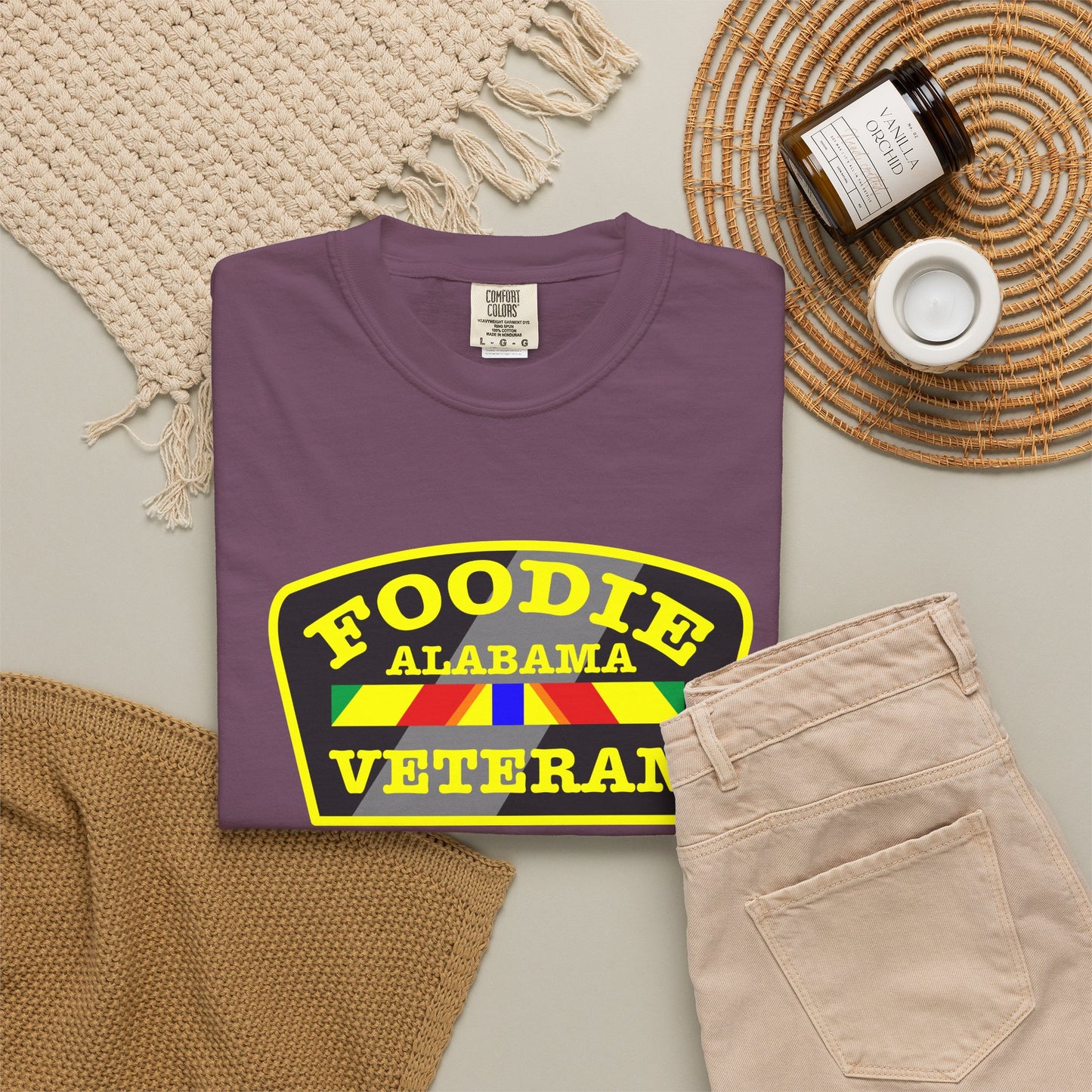 L.O.E.F Foodie Veteran ALABAMA Unisex Tee Shirt (Yellow)
