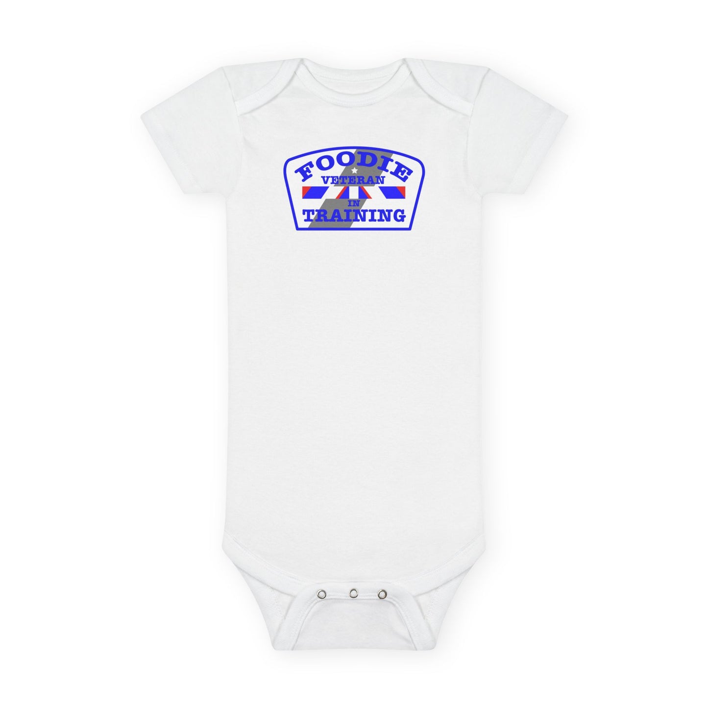 L.O.E.F Foodie Veteran In Training Baby Bodysuit (Blue)
