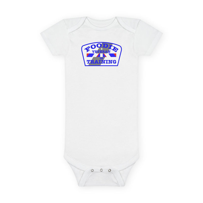 L.O.E.F Foodie Veteran In Training Baby Bodysuit (Blue)
