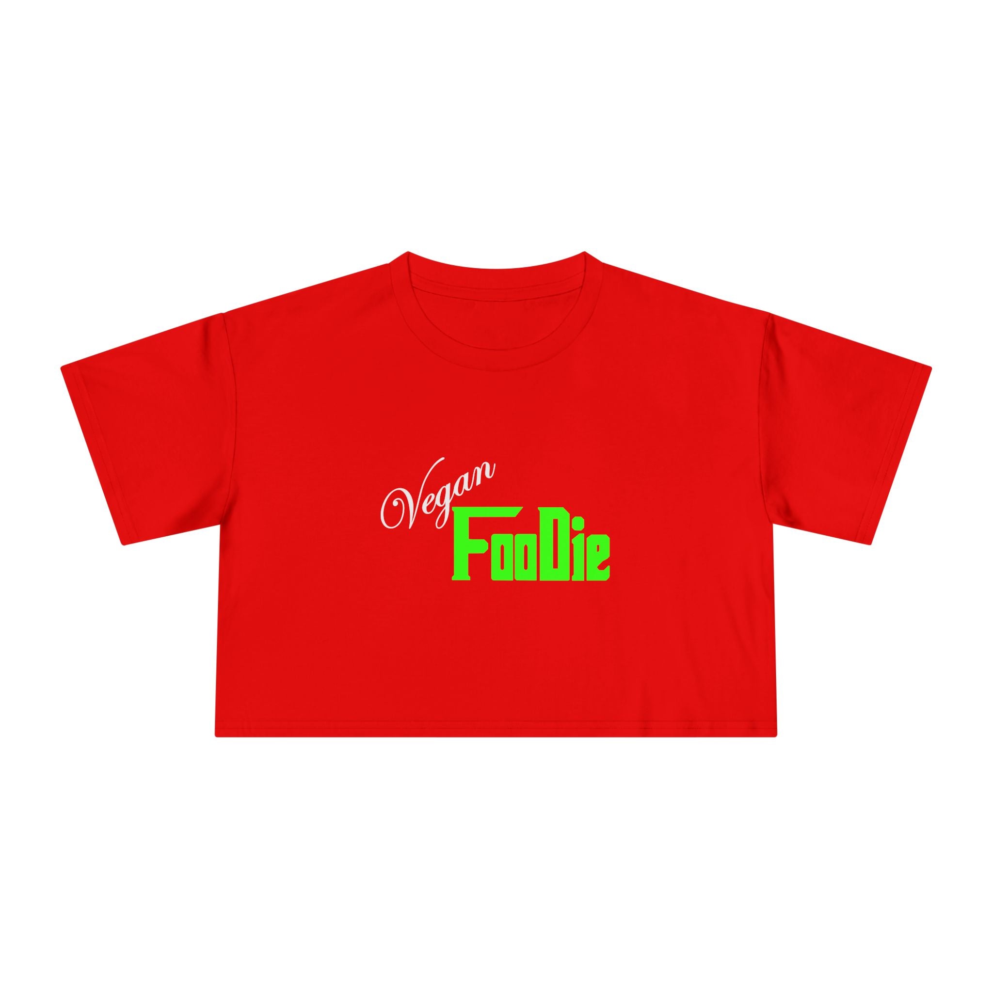 L.O.E.F Women Vegan Foodie Crop Tee (Neon Green)