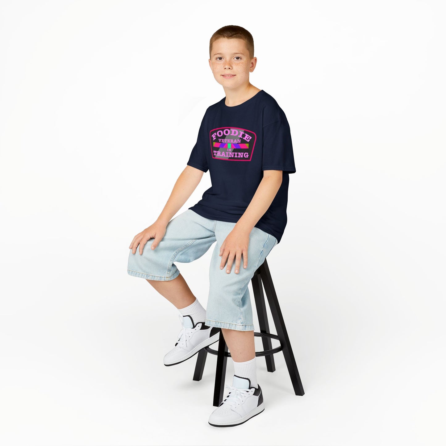 L.O.E.F Foodie Veteran In Training Kids Tee Shirt (Pink)