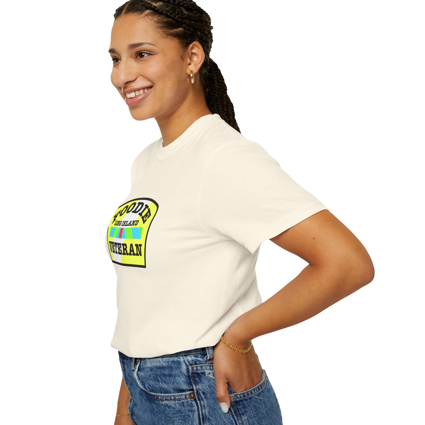 L.O.E.F Foodie Veteran Long Island Unisex Tee Shirt (Black and Yellow)