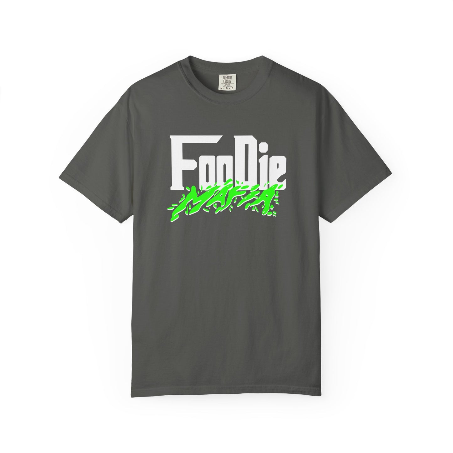 L.O.E.F White Foodie Mafia Unisex Tee Shirt (Neon Green)