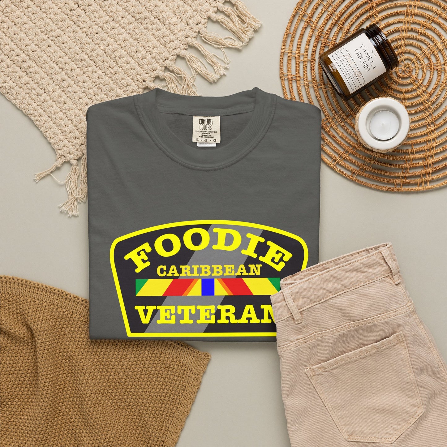 L.O.E.F Foodie Veteran CARIBBEAN Unisex Tee Shirt (Yellow)