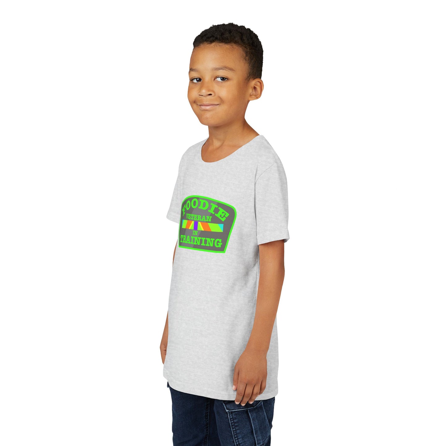 L.O.E.F Foodie Veteran In Training Kids Tee Shirt (Neon Green)