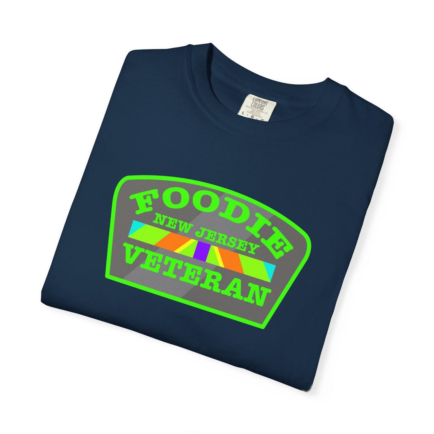 L.O.E.F Foodie Veteran NEW JERSEY Unisex Tee Shirt (Neon Green)