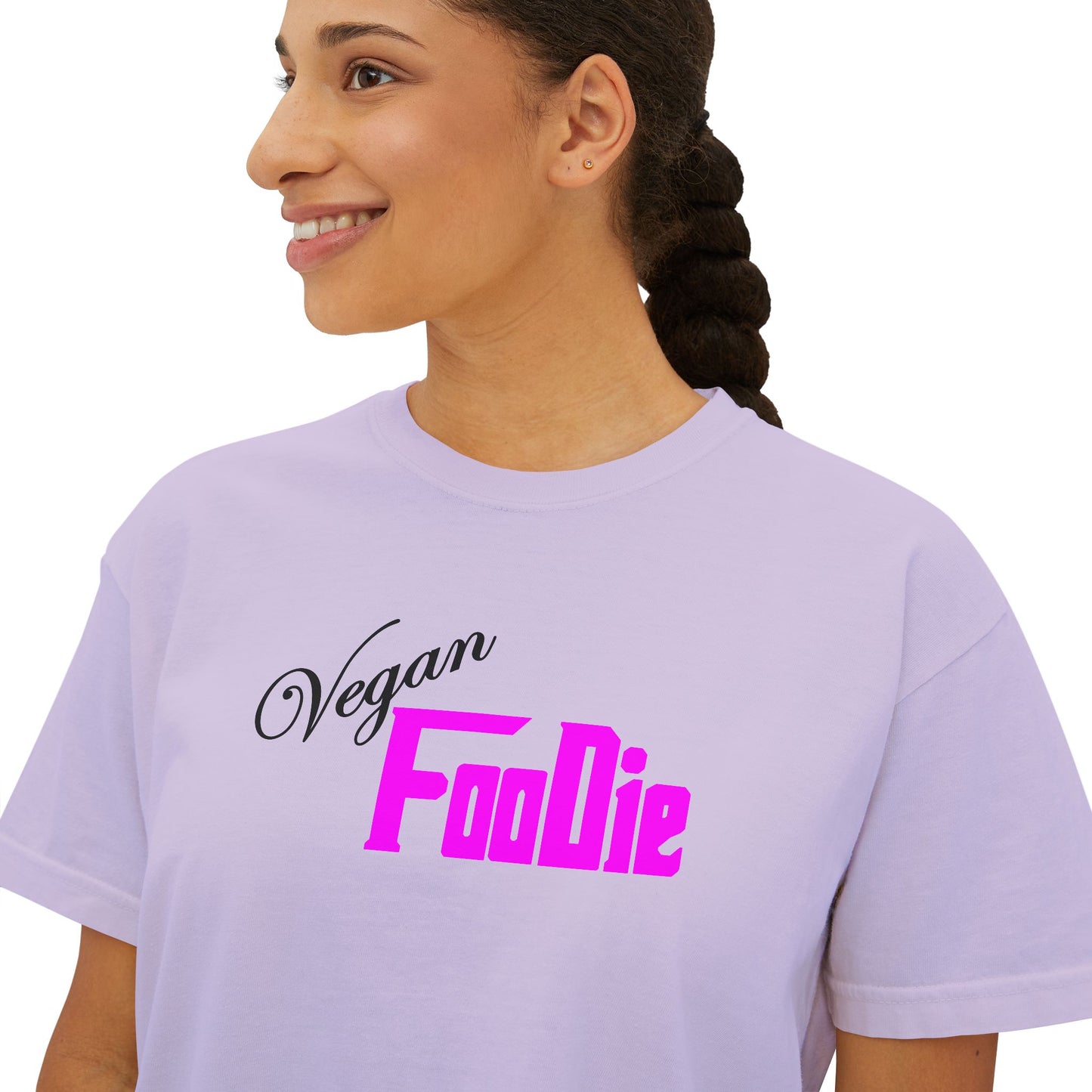 L.O.E.F Women Vegan Foodie Boxy Tee (Fuchsia)