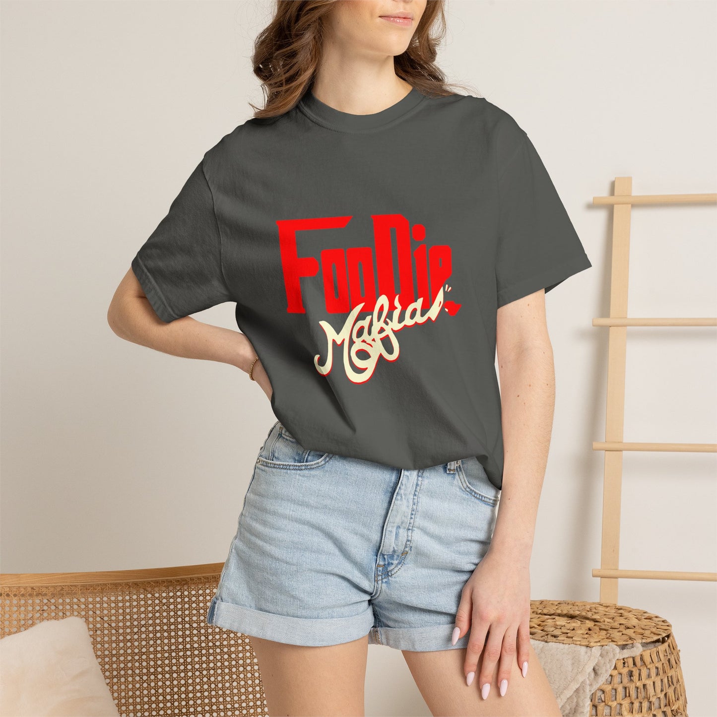 L.O.E.F Red Foodie Mafia Unisex Tee Shirt (Cream)