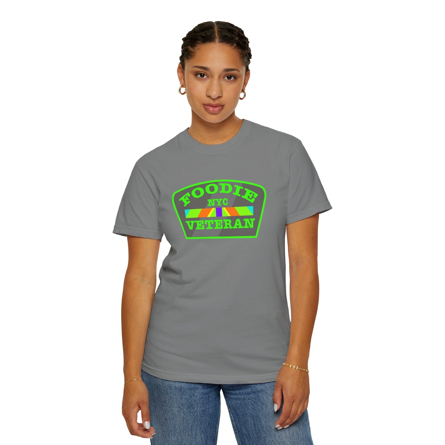 L.O.E.F Foodie Veteran NYC Unisex Tee Shirt (Neon Green)