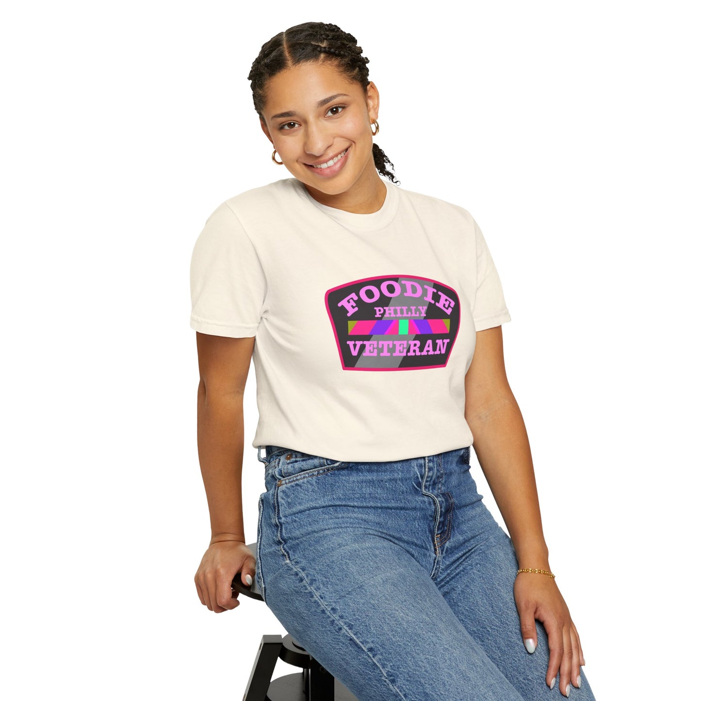 L.O.E.F Foodie Veteran PHILLY Unisex Tee Shirt (Pink)