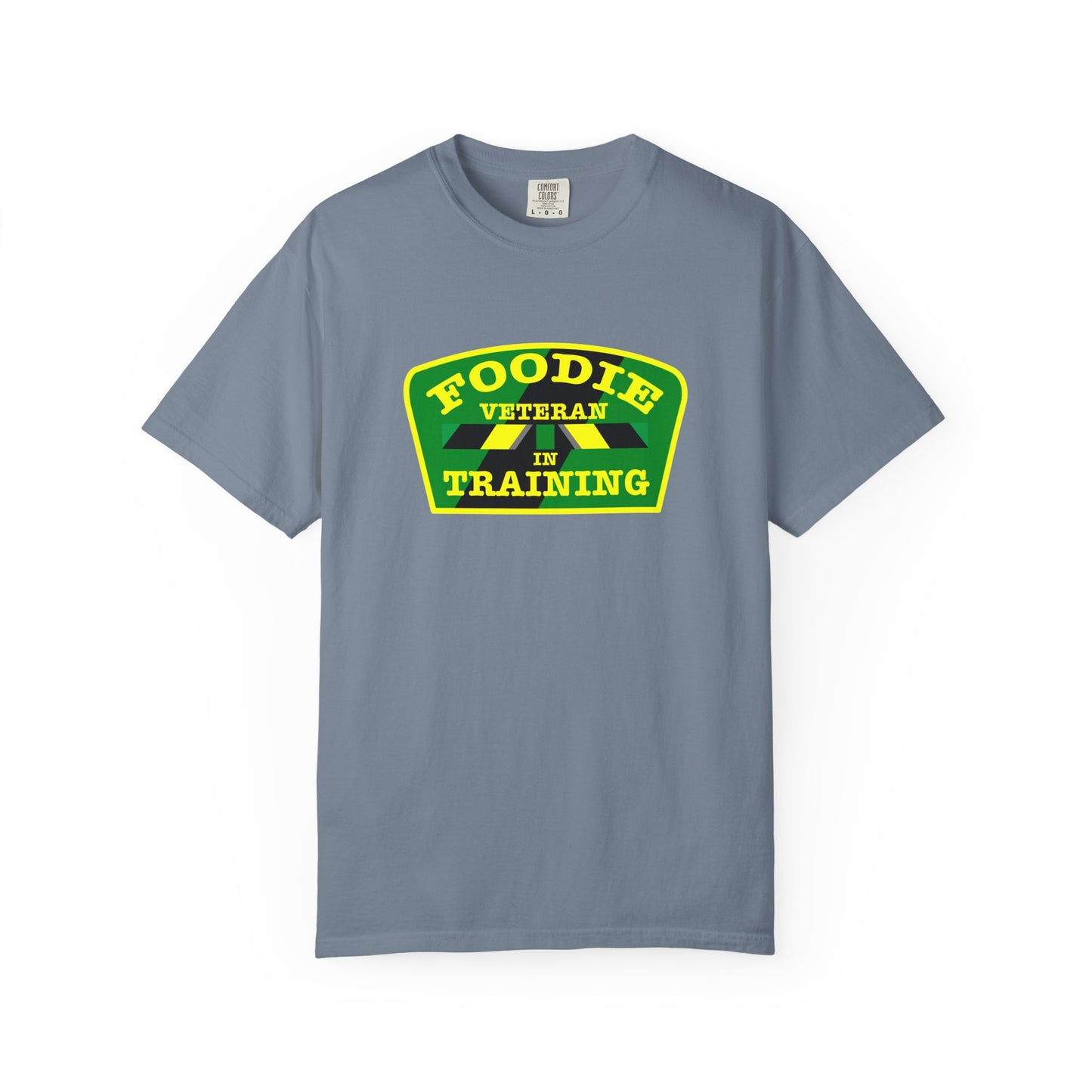 L.O.E.F Foodie Veteran IN TRAINING Unisex Tee Shirt (Yellow and Green)