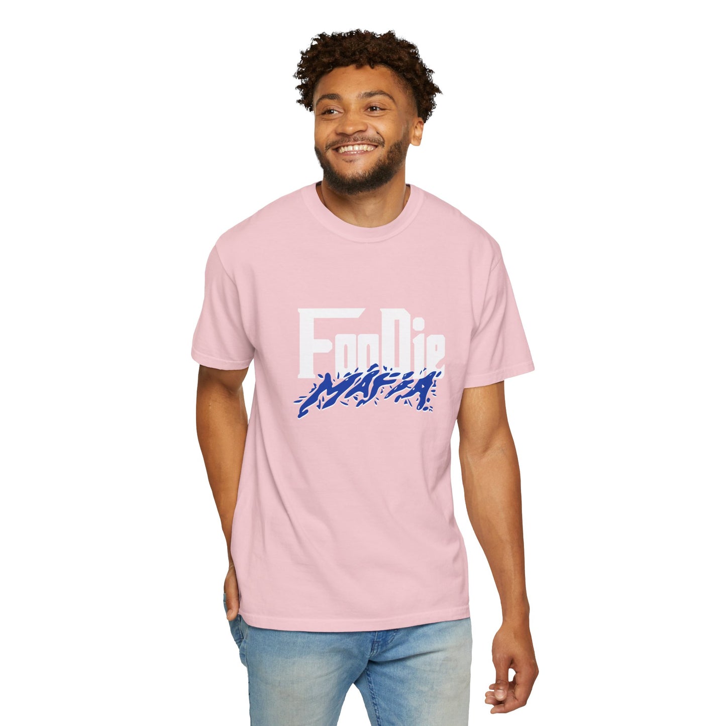 L.O.E.F White Foodie Mafia Unisex Tee shirt (Cobalt Blue)