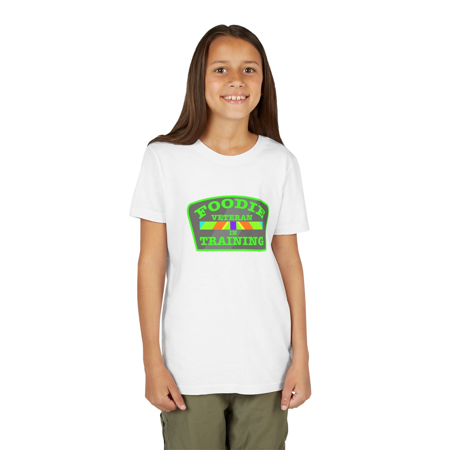 L.O.E.F Foodie Veteran In Training Kids Tee Shirt (Neon Green)
