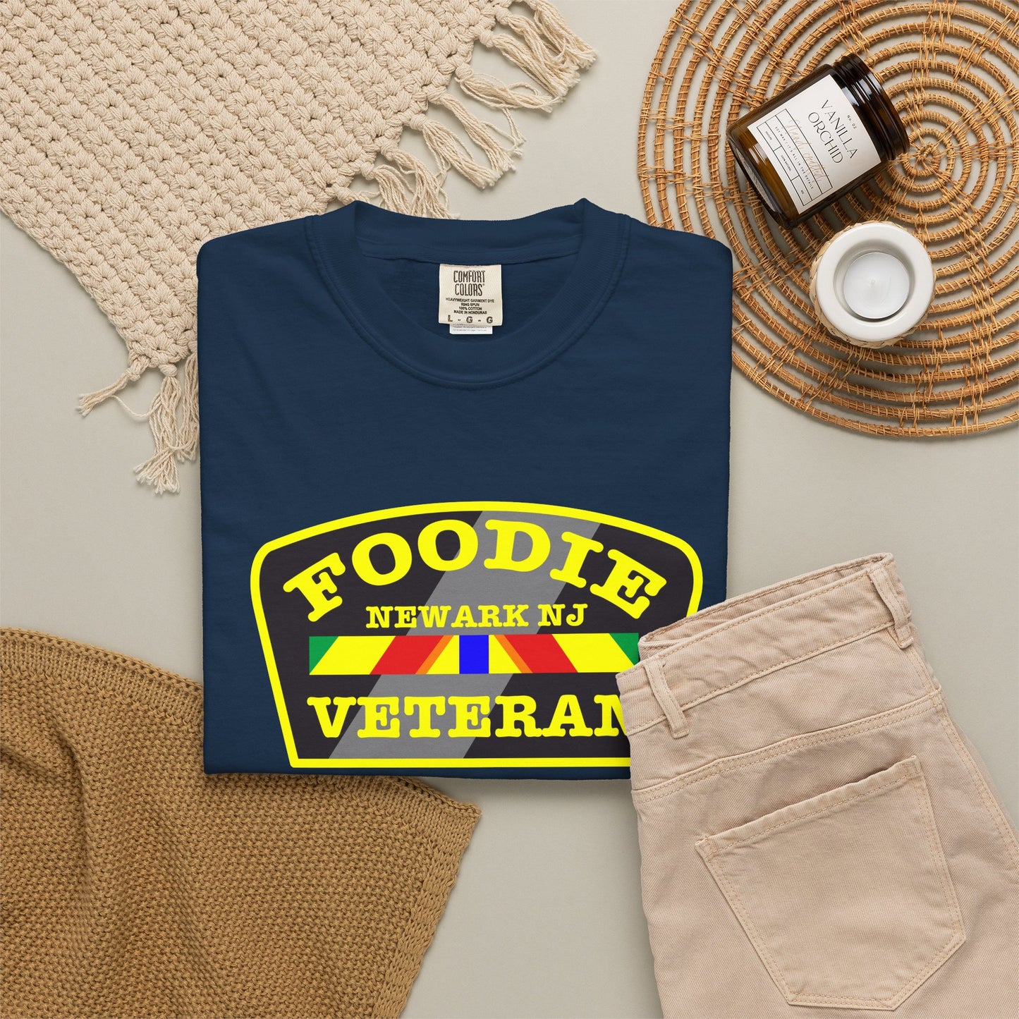 L.O.E.F Foodie Veteran NEWARK NJ Unisex Tee Shirt (Yellow)