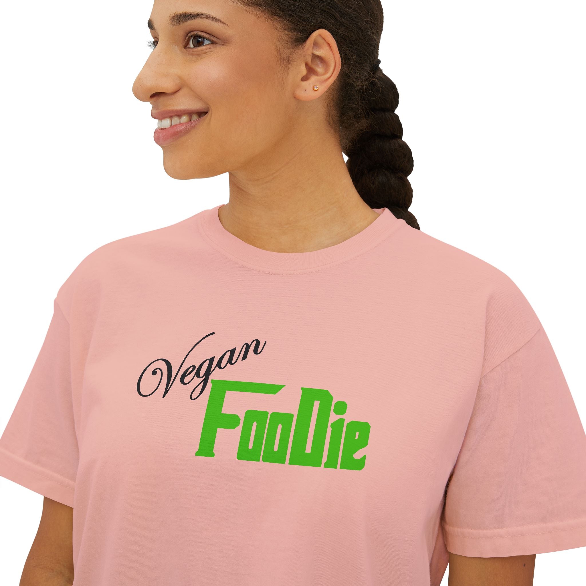 L.O.E.F Women Vegan Foodie Boxy Tee (Kelly Green)