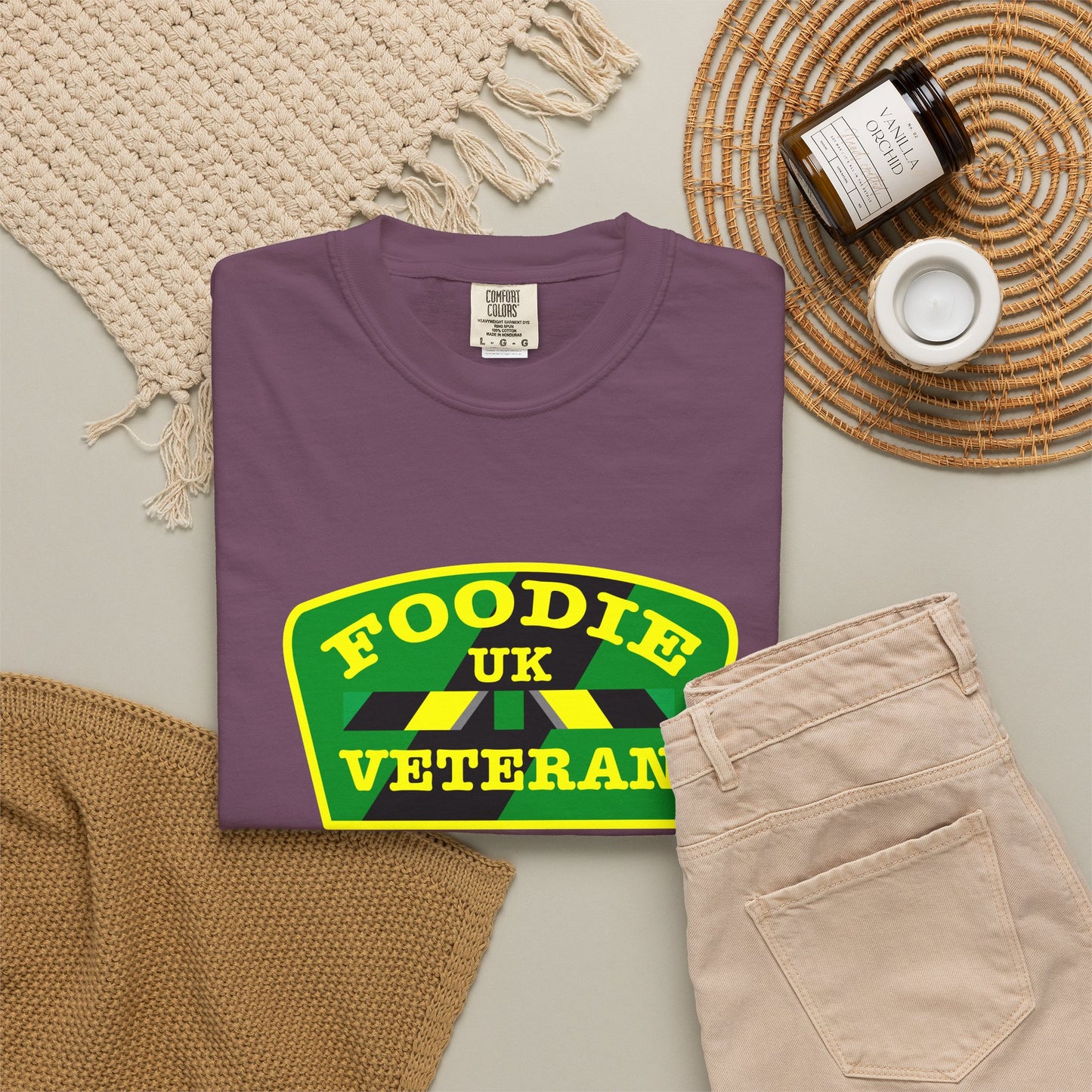 L.O.E.F Foodie Veteran UK Unisex Tee Shirt (Yellow and Green)