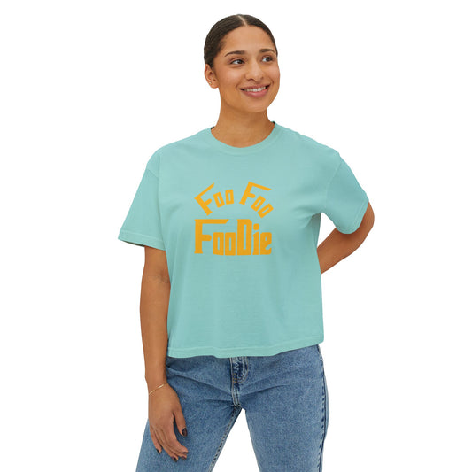L.O.E.F FOO FOO FOODIE Women Boxy Tee(Dark Yellow)