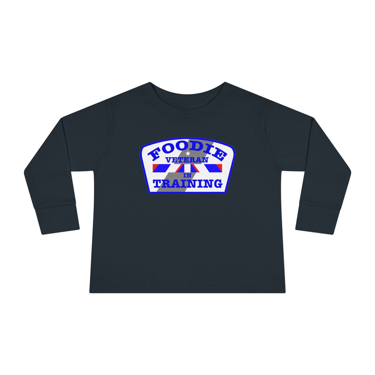 L.O.E.F Foodie Veteran In Training Toddler Long Sleeve Tee (Blue)