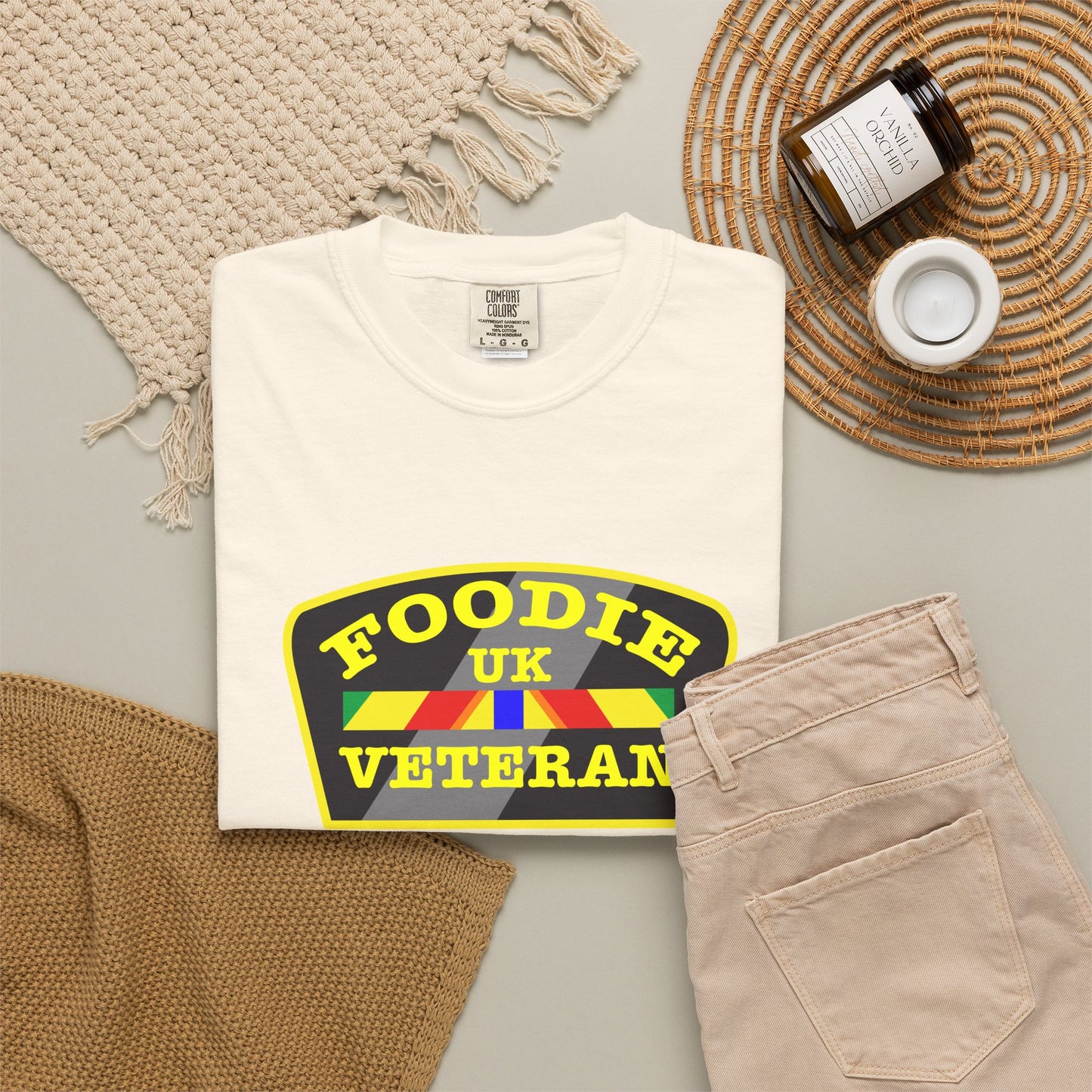 L.O.E.F Foodie Veteran UK Unisex Tee Shirt (Yellow)