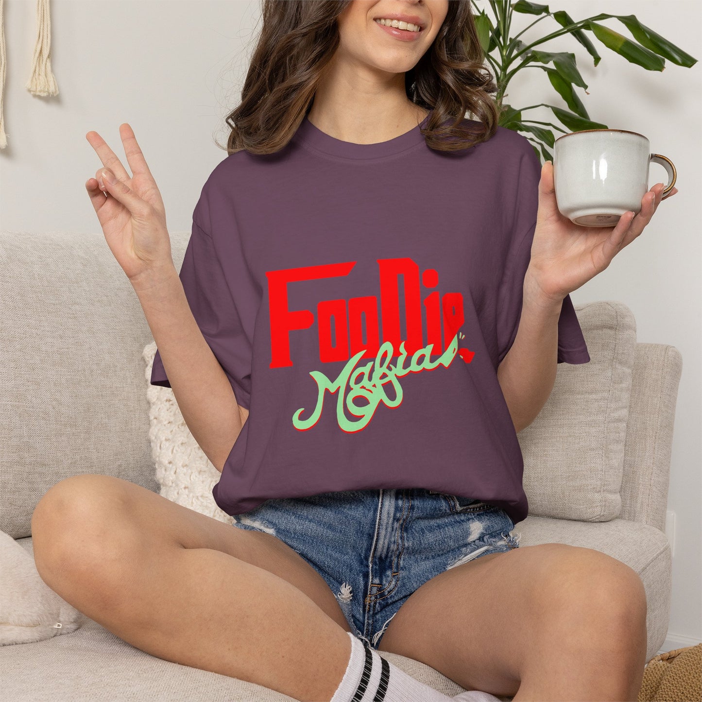 L.O.E.F Red Foodie Mafia Unisex Tee Shirt (Mint Green)