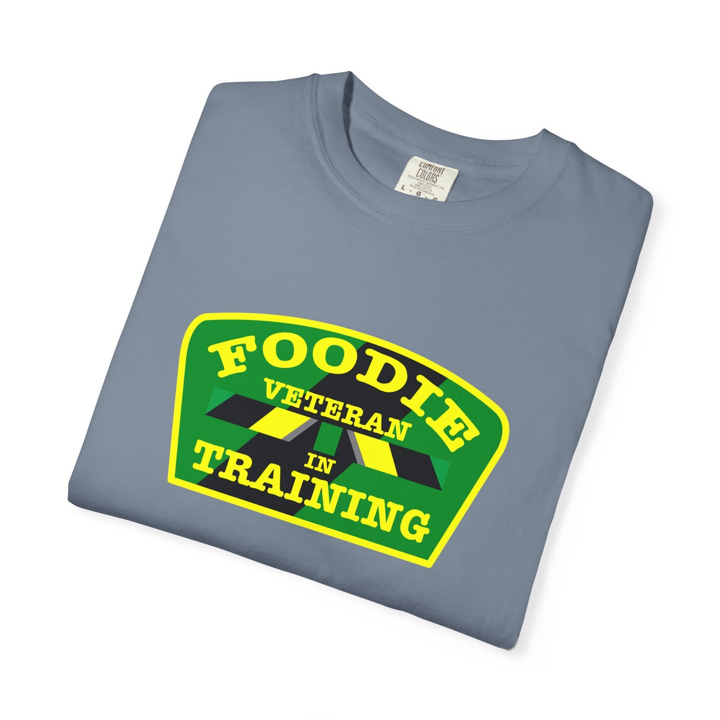 L.O.E.F Foodie Veteran IN TRAINING Unisex Tee Shirt (Yellow and Green)
