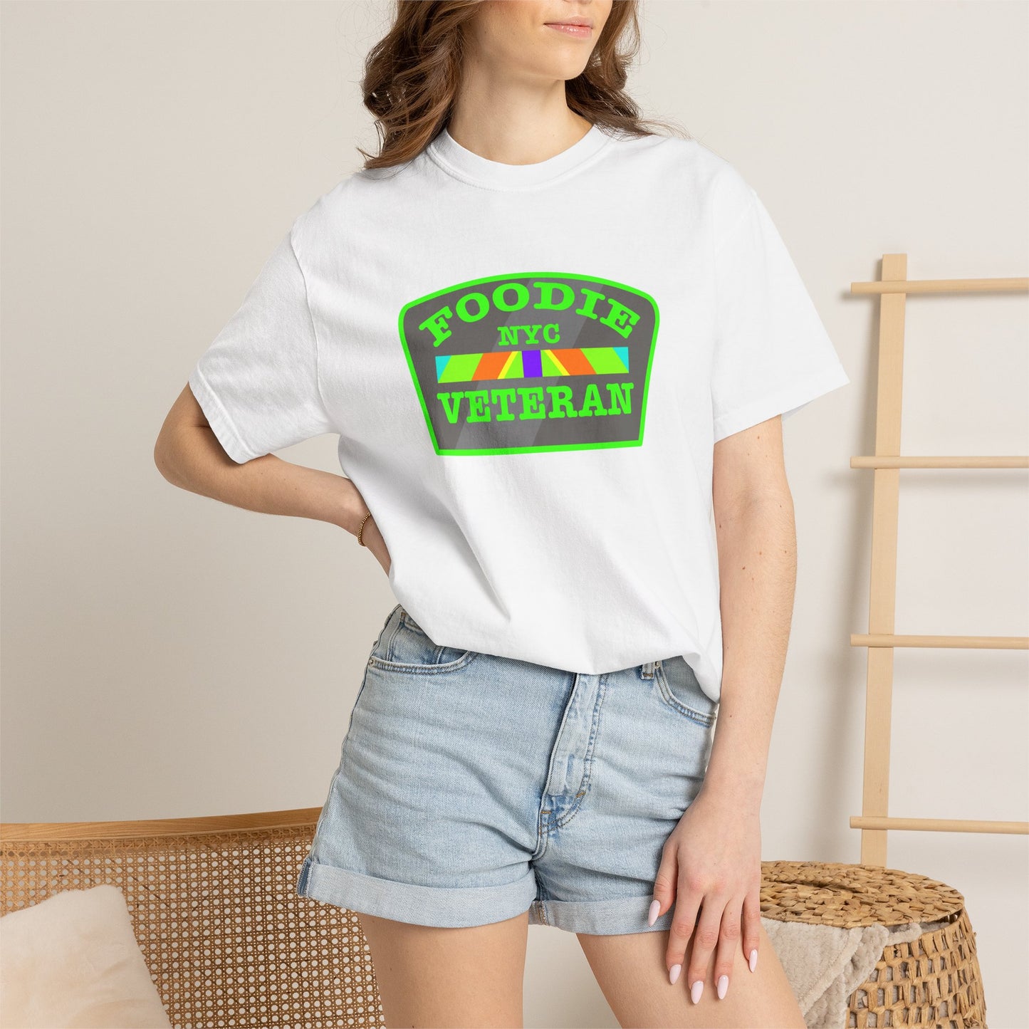 L.O.E.F Foodie Veteran NYC Unisex Tee Shirt (Neon Green)
