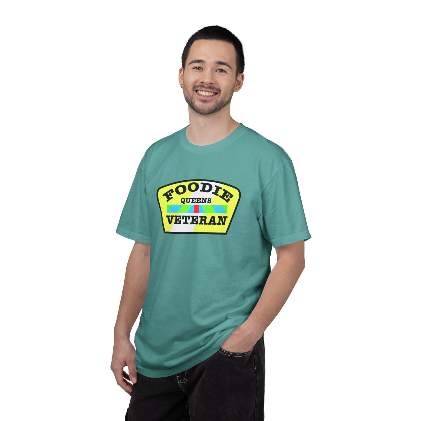 L.O.E.F Foodie Veteran QUEENS Unisex Tee Shirt (Yellow and Black)