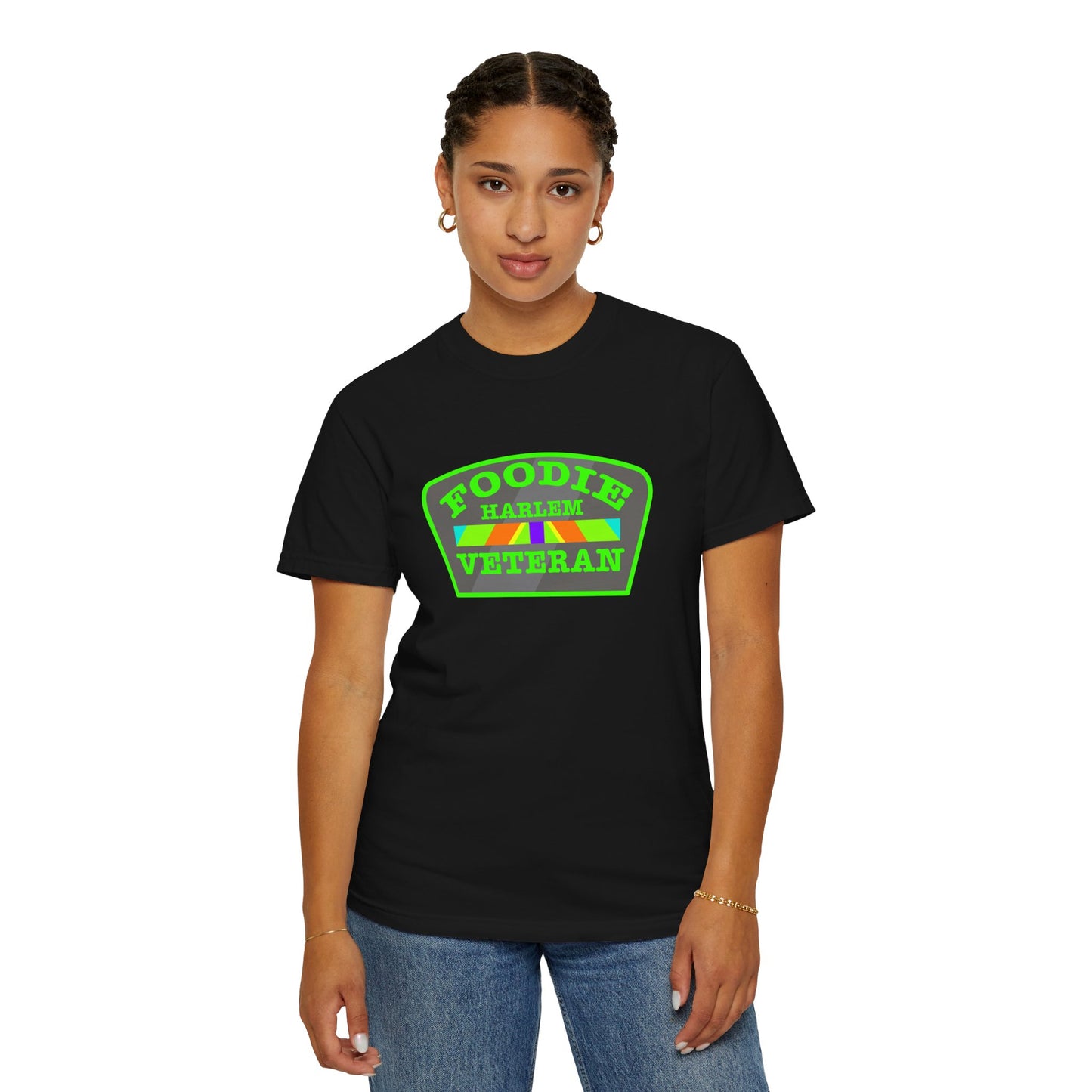 L.O.E.F Foodie Veteran HARLEM Unisex Tee Shirt (Neon Green)