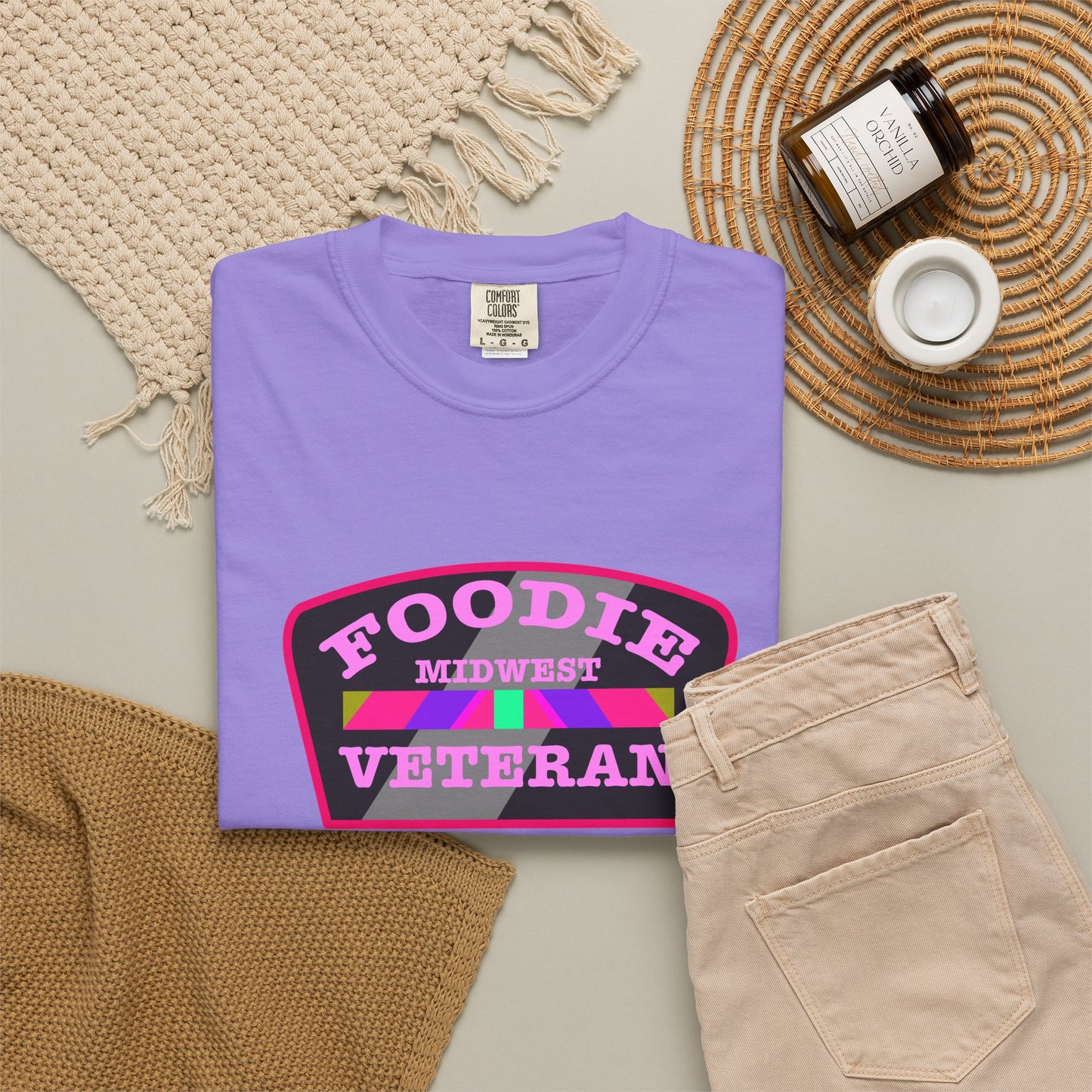 L.O.E.F Foodie Veteran MIDWEST Unisex Tee Shirt (Pink)