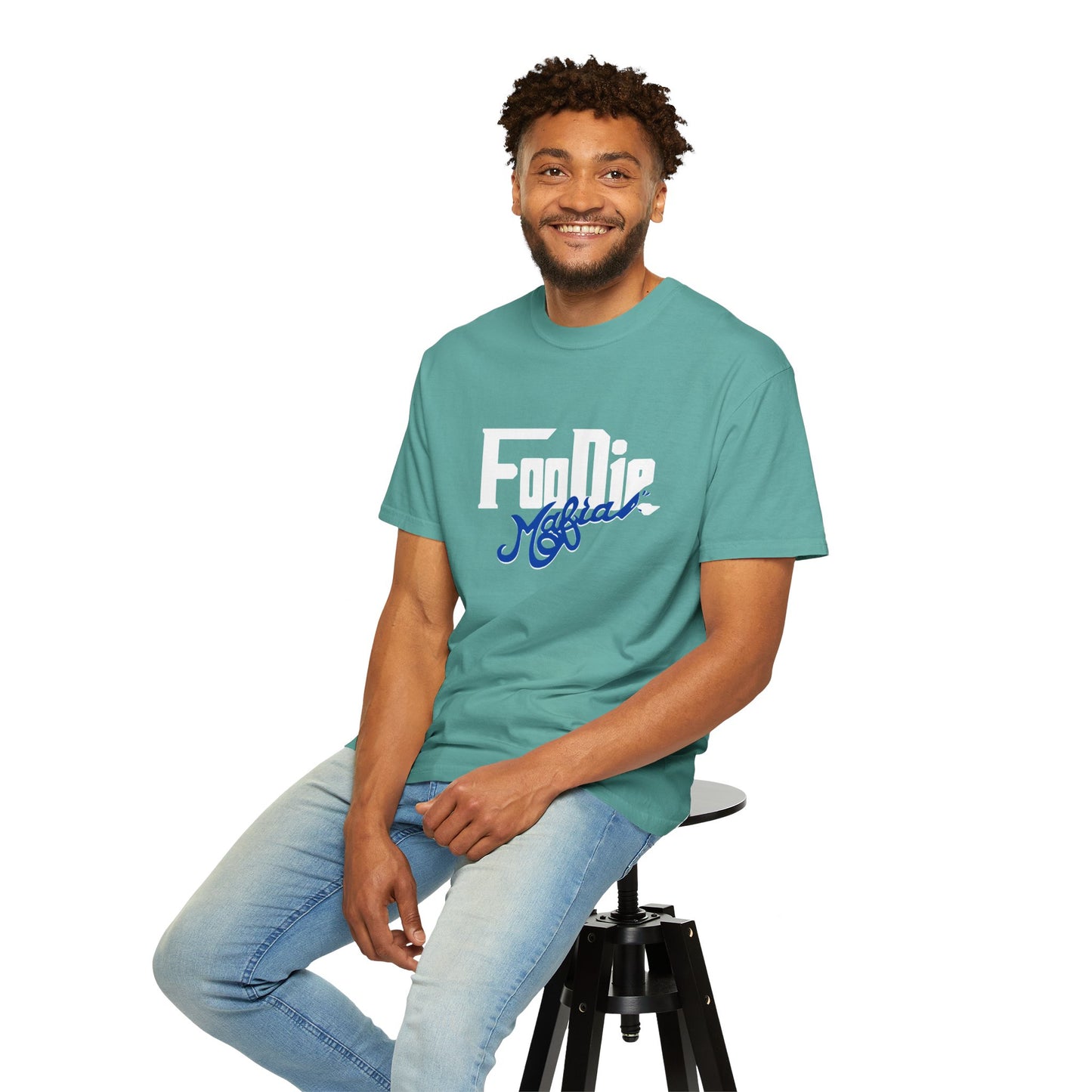 L.O.E.F White Foodie Mafia Unisex Tee shirt (Dark Blue)