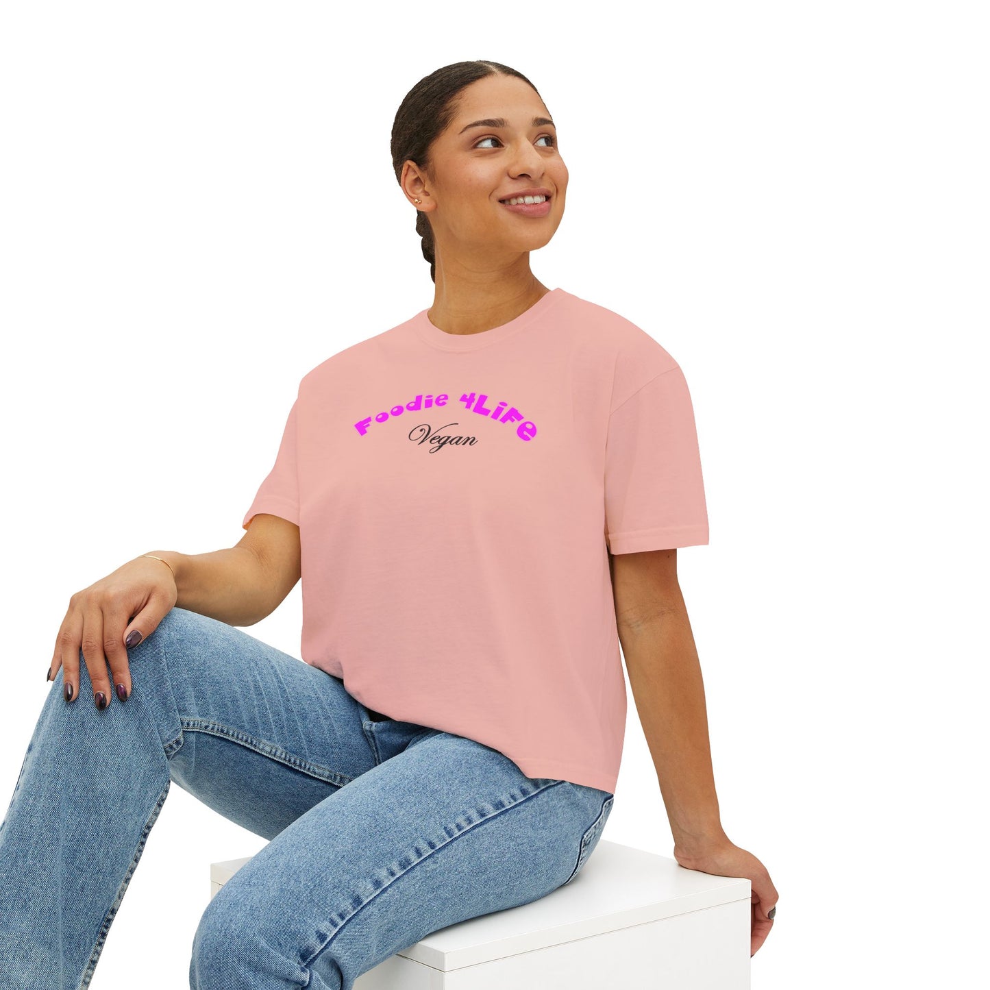 L.O.E.F Foodie 4Life Vegan Boxy Tee (Fuchsia)