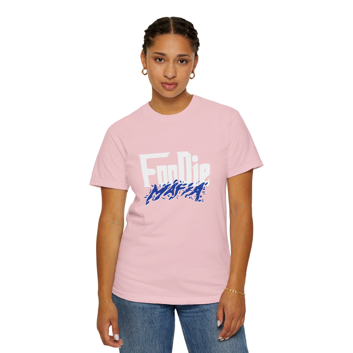 L.O.E.F White Foodie Mafia Unisex Tee shirt (Cobalt Blue)