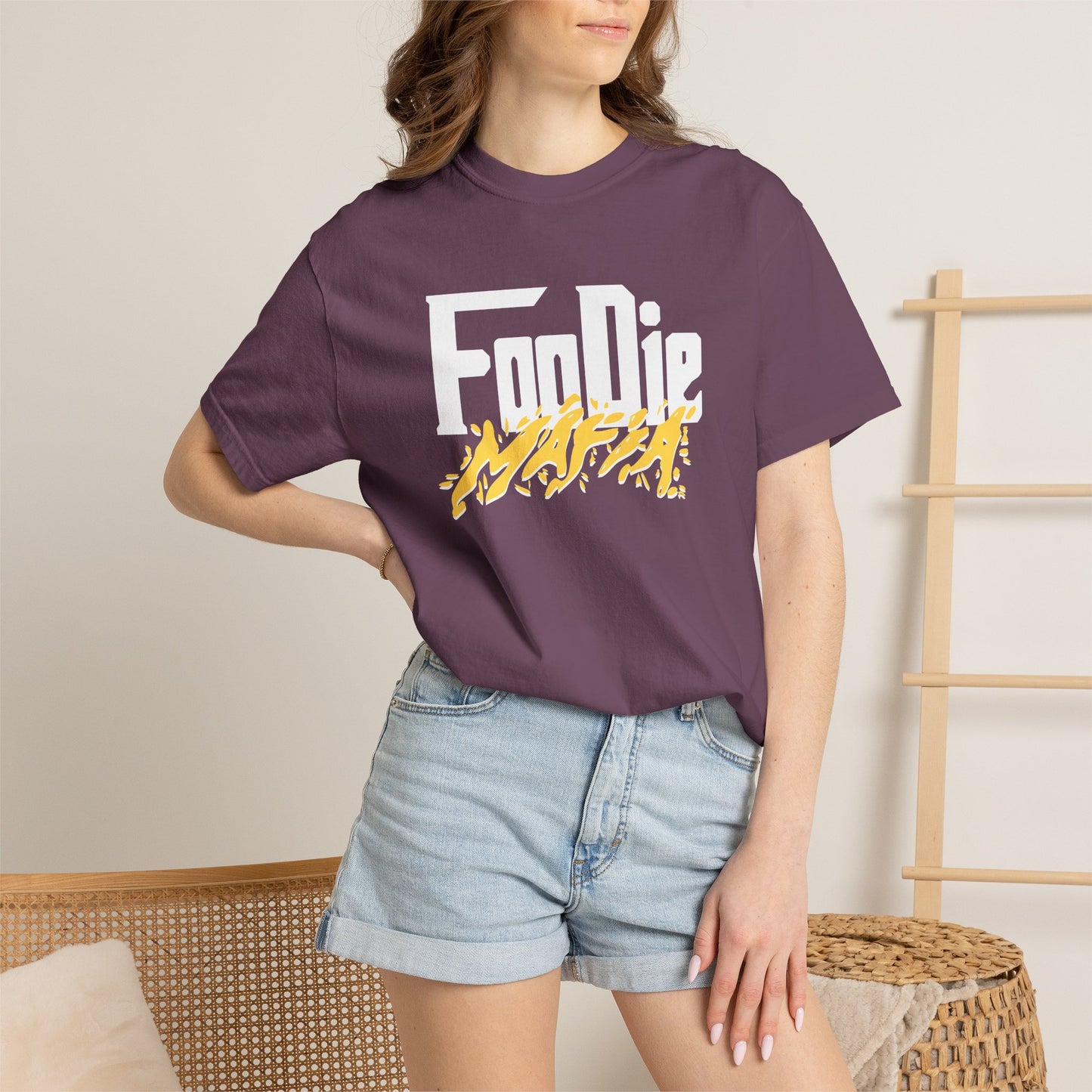 L.O.E.F White Foodie Mafia Unisex Tee Shirt (Yellow)