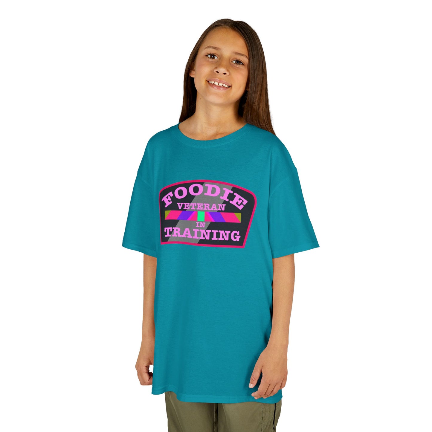 L.O.E.F Foodie Veteran In Training Kids Tee Shirt (Pink)