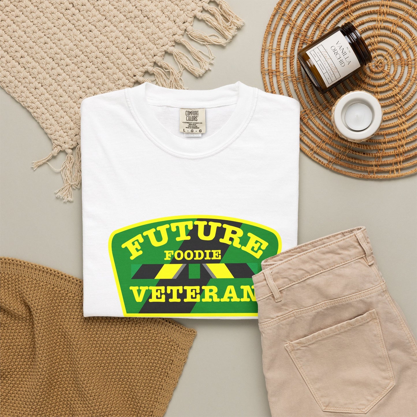 L.O.E.F Future Foodie Veteran Unisex Tee Shirt (Yellow and Green)