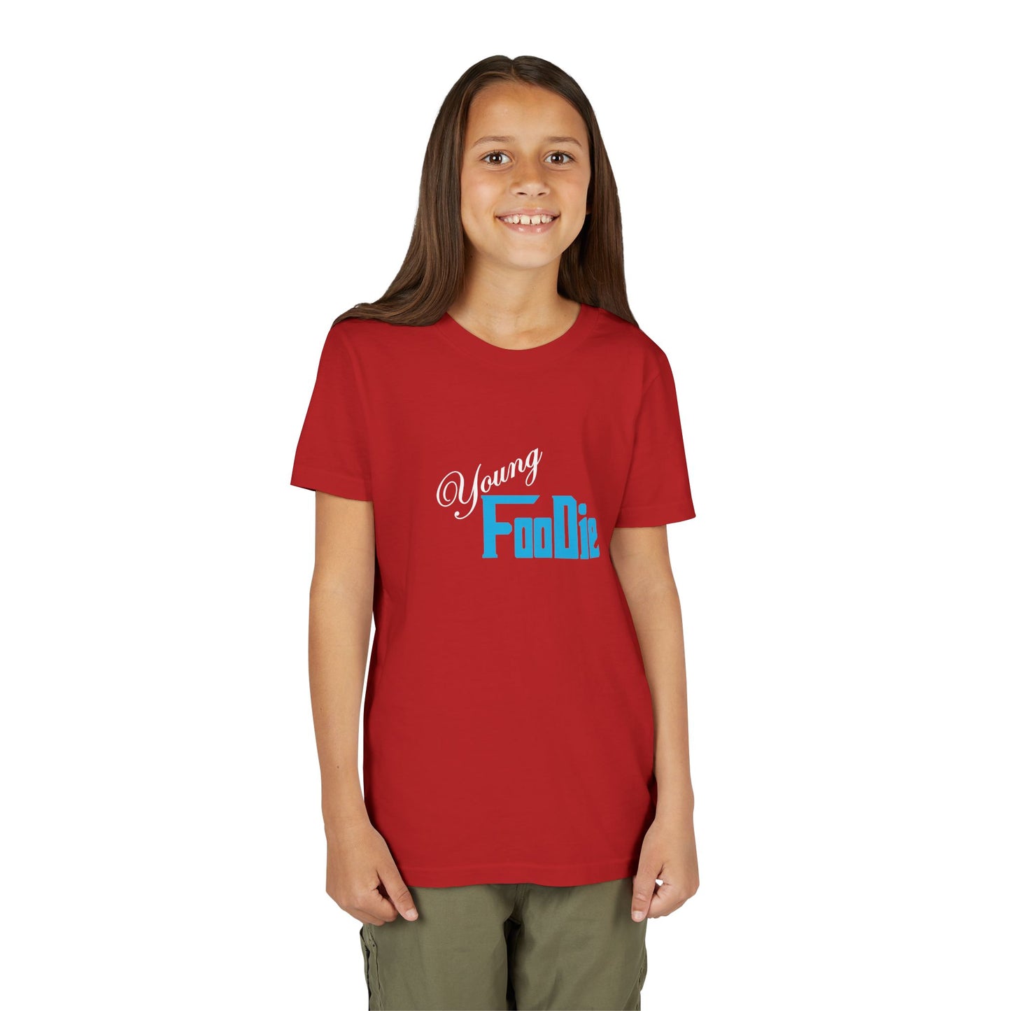 L.O.E.F White Young Foodie Youth Short Sleeve Tee (Neon Blue)